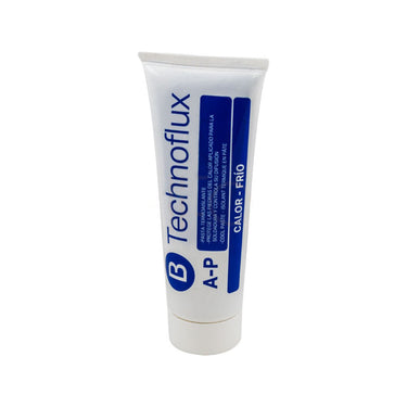 Standing perspective view of the Technoflux AP anti-heat soldering barrier paste tube showing product details