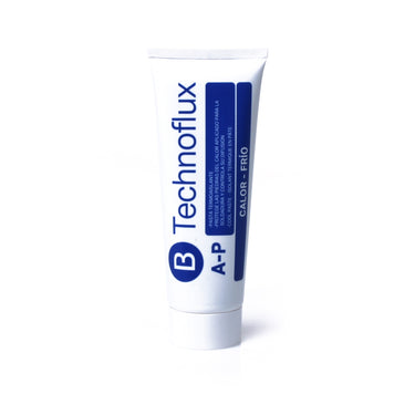 Direct front vertical view of the Technoflux AP cool paste tube designed for protecting gemstones during soldering