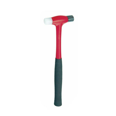 Vertical profile of 180mm micro watchmaker hammer showing ribbed black rubber handle grip.