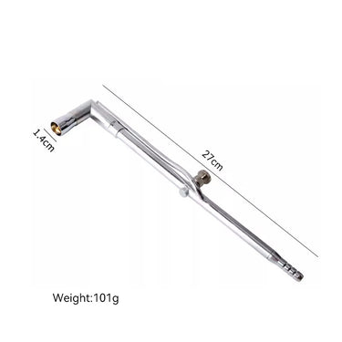 Dimension diagram for medium 27cm single orifice jewelry soldering torch weighing 101g.