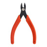 Front view of Xuron Maxi-Shear flush cutter with orange handles and wide cutting head.
