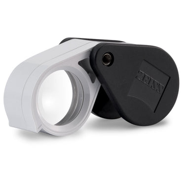 Profile view of the Zeiss D36 achromatic loupe showing the high-quality grey and black plastic housing.